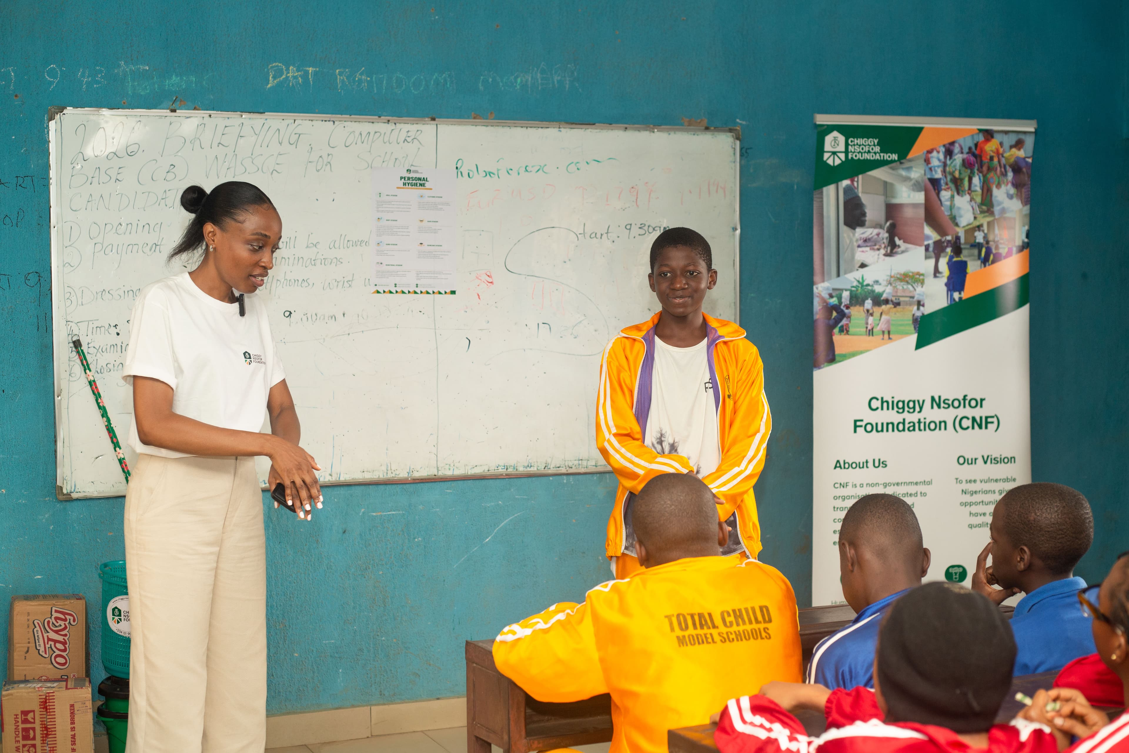 CFO hygiene education outreach session with students at Total Child Model School, Dutse, Bwari